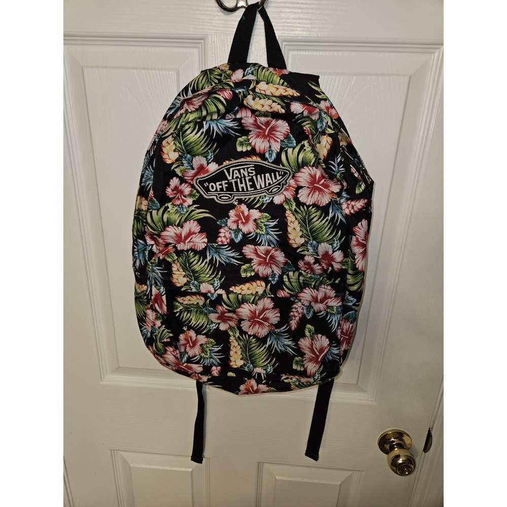 Vans "Off The Wall" Realm Backpack - Black Hawaiian Tropical Floral Print